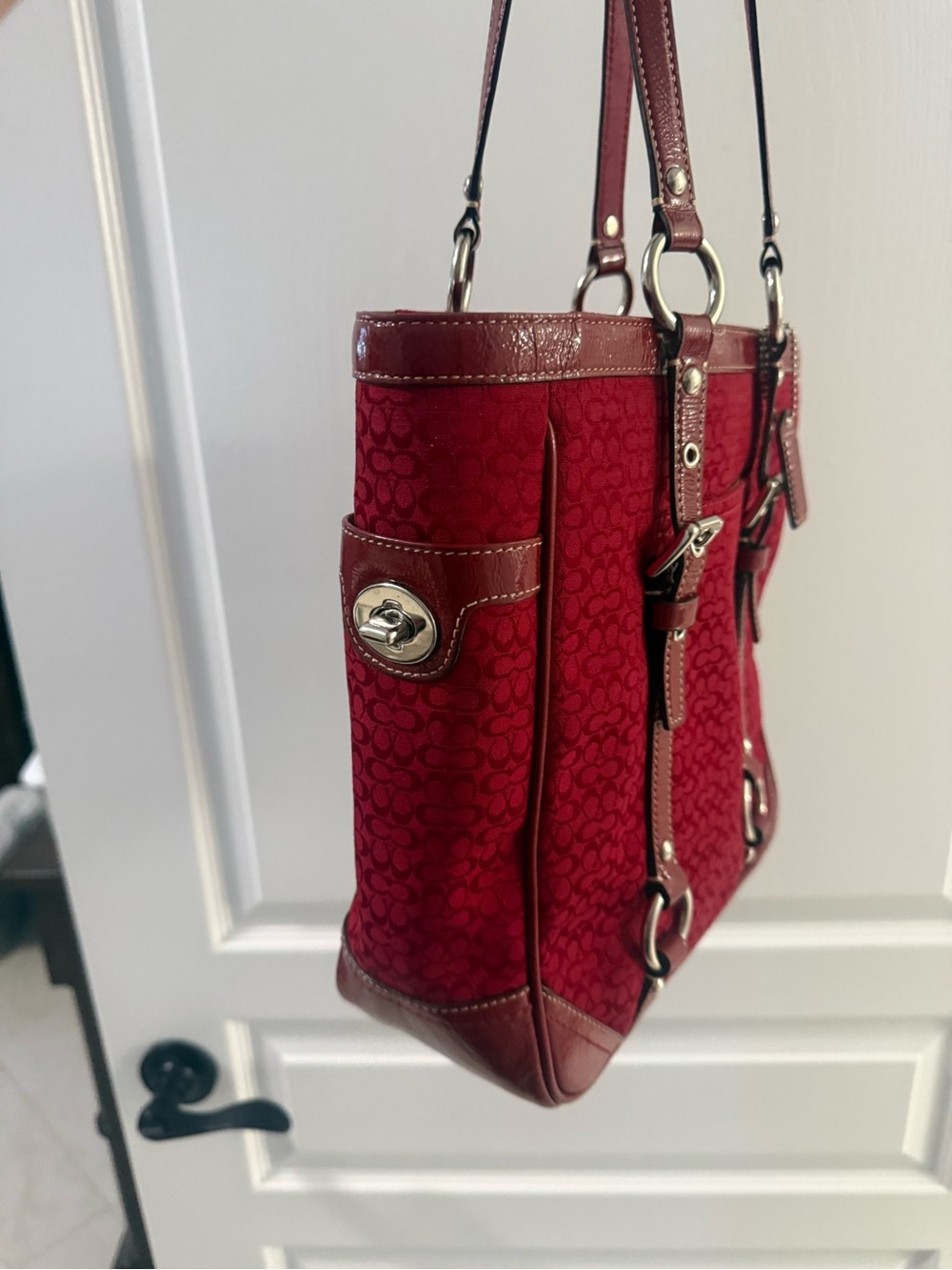 Vintage Y2K Coach Turnlock Red Tote - Picture 5 of 9